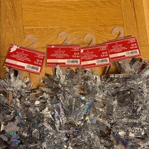 NWT Bundle of 4 Ashland Silver Snowflake Tinsel Garland 48ft TOTAL ❄️